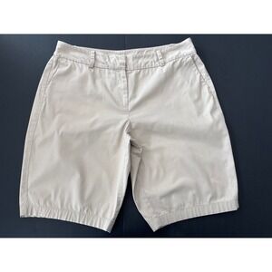 Ann Taylor Curvy Fit Womens Sz 8 Beige Cotton Blend Bermuda Resort Cruise Shorts